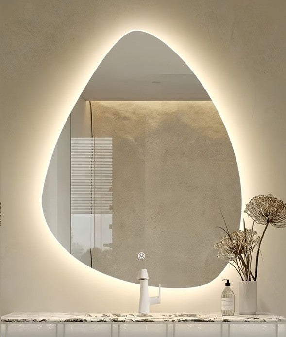 ESPEJO CON ILUMINACION LED, DIMEABLE, 12W, INTERRUPTOR TACTIL PARA ENCENDIDO/APAGADO Y CAMBIO DE LUZ CCT 30K,40K,60K, 100-240V 50-60HZ, ACABADO CROMO + MATERIAL VIDRIO.