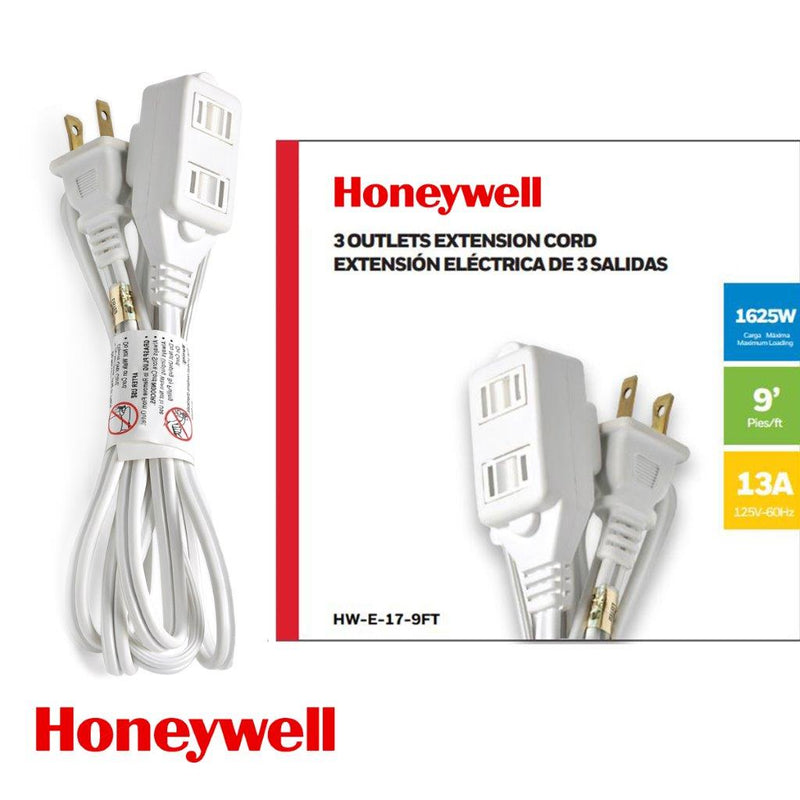 EXTENSION DE CORRIENTE 3--ENCHUFES 9 PIES 13A 1625W 125V 60HZ ACABADO BLANCO CABLE 16AWG