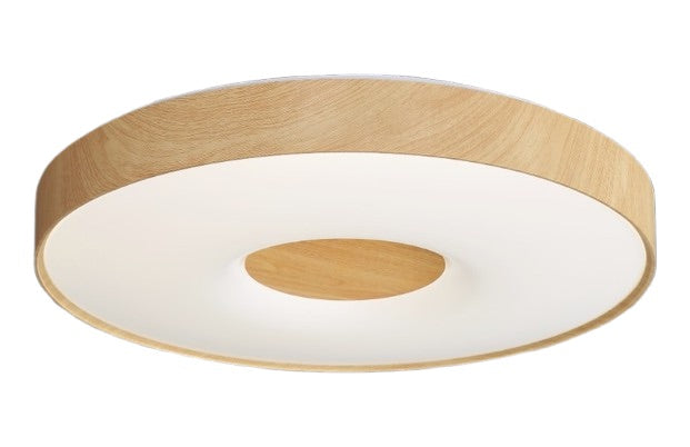 LÁMPARA DE TECHO TIPO PLAFON LED 30W, INTERRUPTOR PARA AJUSTE DE TONALIDAD DE LUZ CCT 30K, 40K,60K, 110-240V, 50-60HZ, GRADO DE PROTECCION IP20, ACABADO MADERA.