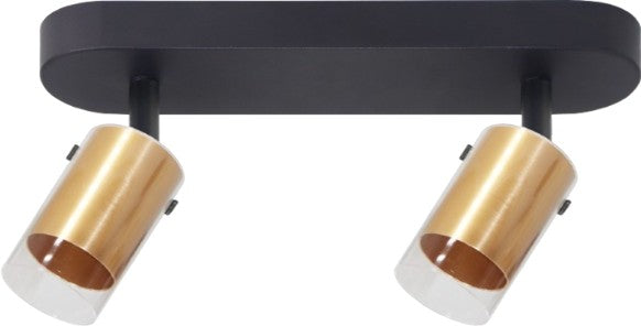LÁMPARA DE TECHO O PARED 2XGU10-40W,(NO INCLUIDO) ACABADO GOLDEN BLACK/ALUMINIO ACRILICO.