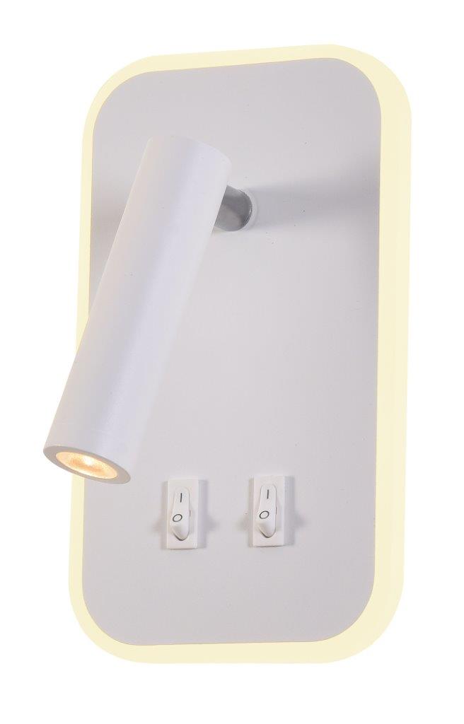 LÁMPARA DE PARED DECORATIVA LED 10.5W, TONALIDAD DE 3000K, 100-240V, 50-60HZ, GRADO DE PROTECCION IP20, ACABADO BLANCO.