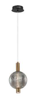 LÁMPARA DE TECHO COLGANTE DECORATIVA LED  6.5W, TONALIDAD DE 3000K, 110-240V, 50-60HZ, ACABADO NEGRO + BRASS.