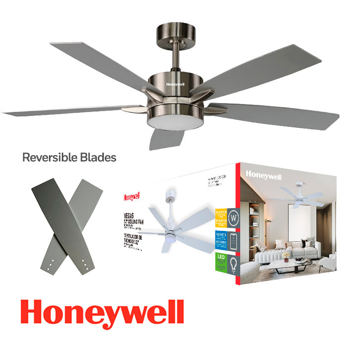 ABANICO DE TECHO VEGAS  52" DECORATIVO SANTINI NICKEL CON LUZ LED 18W CONTROL REMOTO