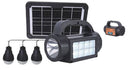 KIT SOLAR DE ILUMINACION Y ENTRETENIMIENTO, LED, 16W, EMITE 1000LM, TONALIDAD 6000K, DC 3.2V, INCLUYE.3PZS FOCOS LED CON CABLE 2.6MT, BLUETOOH, MP3, FM, BOCINAS, LINTERNA, ACABADO NEGRO.