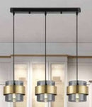 Lámpara Colgante Decorativa 3Xe27-40W Acabado Negro + Dorado.