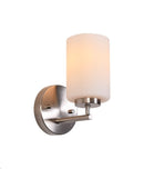 LÁMPARA DE PARED DECORATIVA 1XE27-40W (NO INCLUIDO),ACABDO SATIN NICKEL/ VIDRIO METAL.