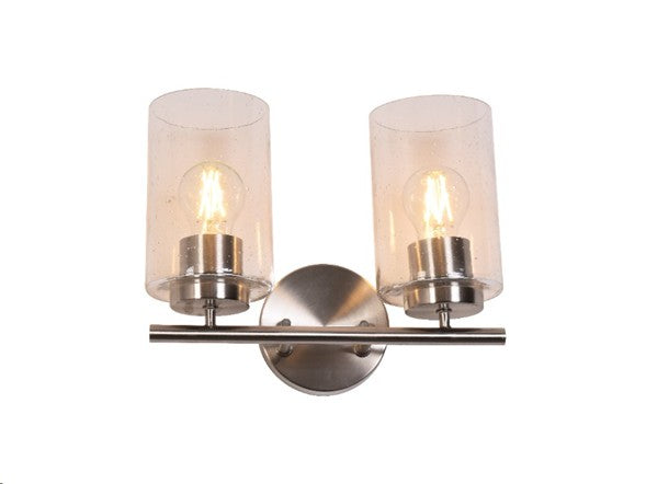 LÁMPARA DE PARED DECORATIVA 2XE27 40W (NO INCLUIDO), ACABADO SATIN NICKEL/ METALVIDRIO.