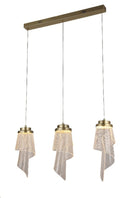 Lámpara Techo Colgante Decorativa Led 3x6W Acabado Dorado.