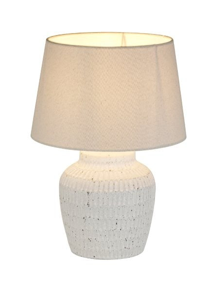 LÁMPARA DE MESA DECORATIVA 1XE27- 40W, 110-240V, 50-60HZ, GRADO DE PROTECCION IP20, ACABADO GRIS + BLANCO.