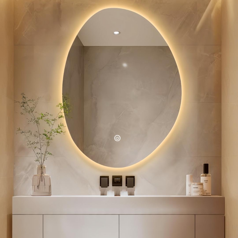 ESPEJO CON ILUMINACION LED, DIMEABLE, 12W, INTERRUPTOR TACTIL PARA ENCENDIDO/APAGADO Y CAMBIO DE LUZ CCT 30K,40K,60K, 100-240V 50-60HZ, ACABADO CROMO + MATERIAL VIDRIO.