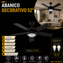 Abanico De Techo  52''  2Xe27-40W ( No Incluido) 6 Velocidades Aspas Reversibles Con Control Remoto 110-240V.