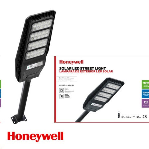 LÁMPARA PARA POSTE DE CALLE SOLAR LED 90W, EMITE 162LM/W, TONALIDAD 6000K, PANEL SOLAR 12W, 9V, GRADO DE PROTECCION IP65.