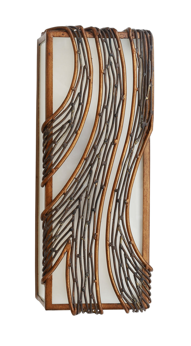 Two Light Wall Sconce<br /><span style="color:#4AB0CE;">Entrega: 4-10 dias en USA</span><br /><span style="color:#4AB0CE;font-size:60%;">PREGUNTE POR ENTREGA EN PANAMA</span><br />Collection: Flow<br />Finish: Hammered Ore