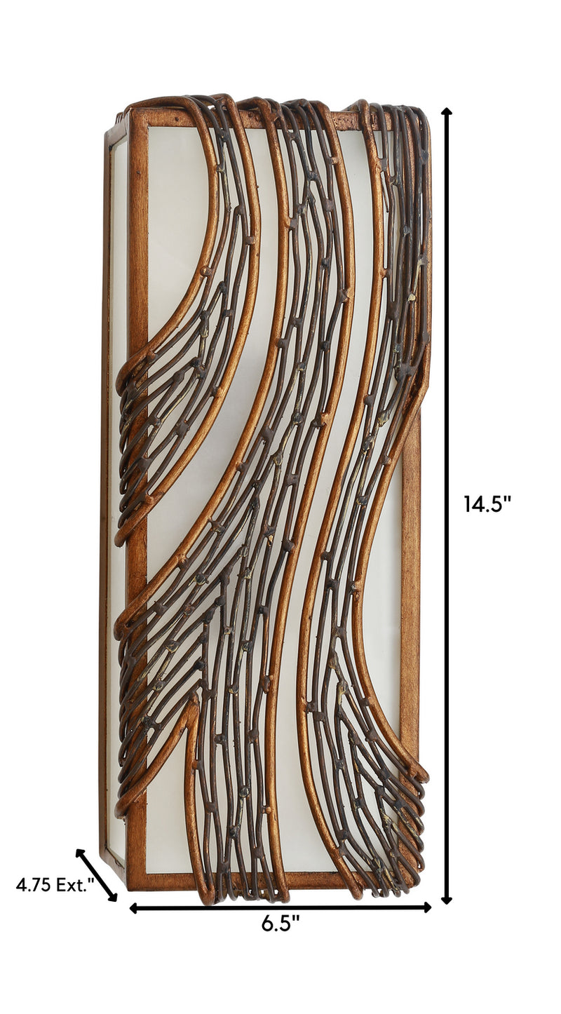 Two Light Wall Sconce<br /><span style="color:#4AB0CE;">Entrega: 4-10 dias en USA</span><br /><span style="color:#4AB0CE;font-size:60%;">PREGUNTE POR ENTREGA EN PANAMA</span><br />Collection: Flow<br />Finish: Hammered Ore