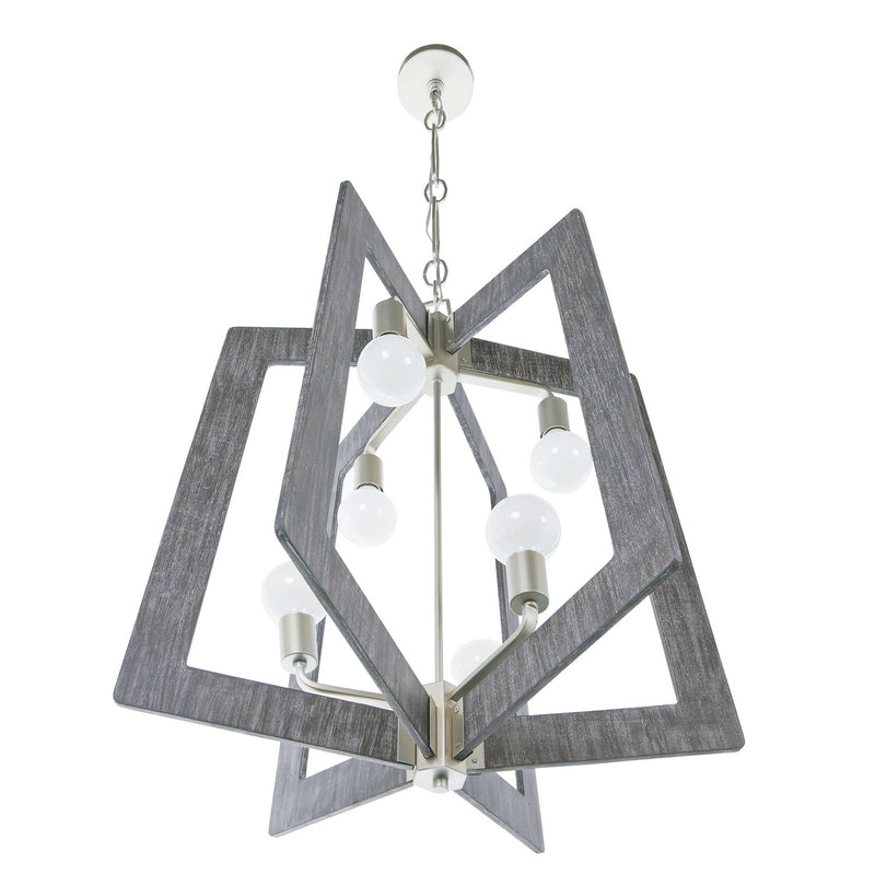 Six Light Chandelier<br /><span style="color:#4AB0CE;">Entrega: 4-10 dias en USA</span><br /><span style="color:#4AB0CE;font-size:60%;">PREGUNTE POR ENTREGA EN PANAMA</span><br />Collection: Lofty<br />Finish: Steel