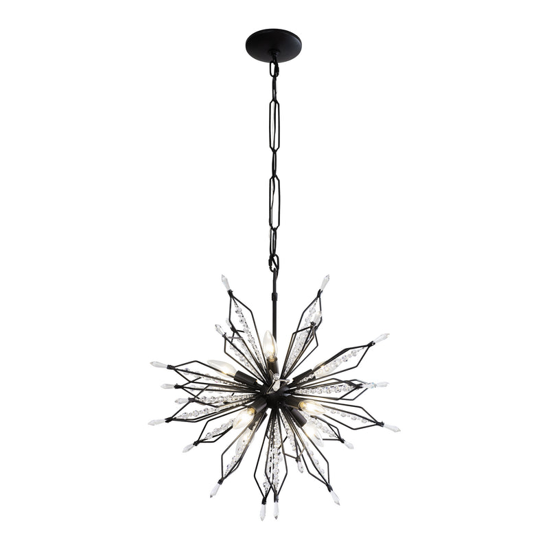 Varaluz - 311P08CB - Eight Light Pendant - Orbital - Carbon