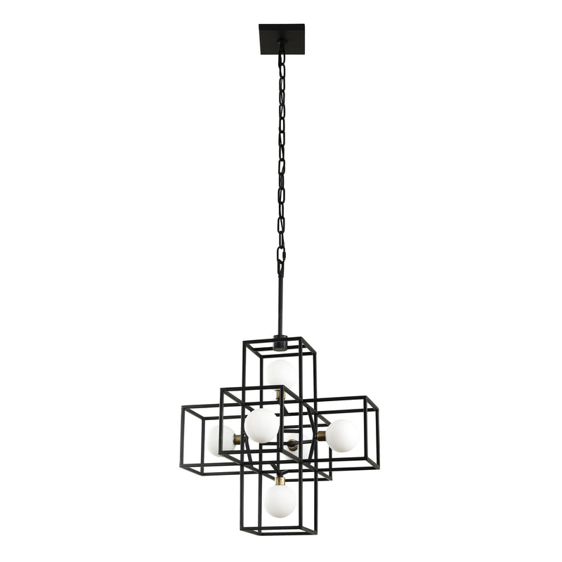 Six Light Pendant<br /><span style="color:#4AB0CE;">Entrega: 4-10 dias en USA</span><br /><span style="color:#4AB0CE;font-size:60%;">PREGUNTE POR ENTREGA EN PANAMA</span><br />Collection: Plaza<br />Finish: Carbon/Havana Gold