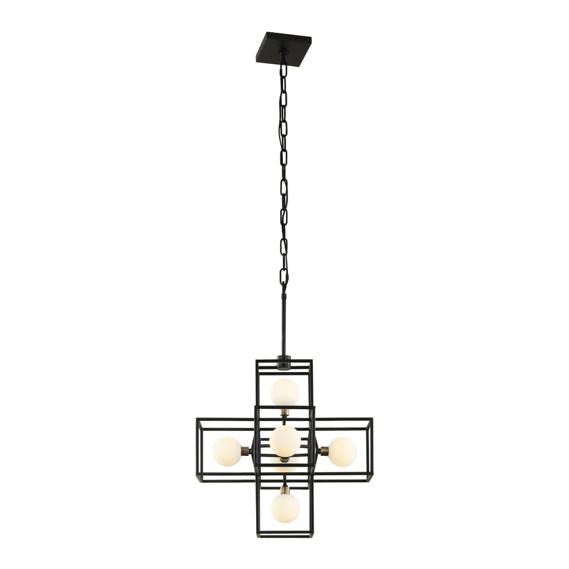 Six Light Pendant<br /><span style="color:#4AB0CE;">Entrega: 4-10 dias en USA</span><br /><span style="color:#4AB0CE;font-size:60%;">PREGUNTE POR ENTREGA EN PANAMA</span><br />Collection: Plaza<br />Finish: Carbon/Havana Gold