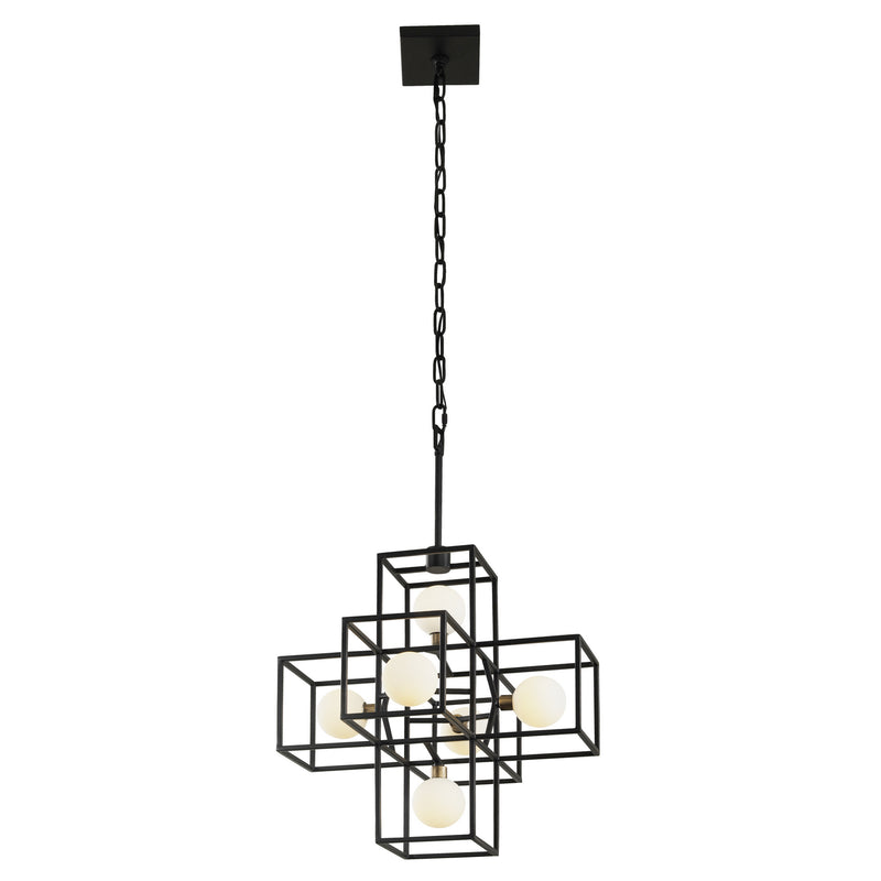 Six Light Pendant<br /><span style="color:#4AB0CE;">Entrega: 4-10 dias en USA</span><br /><span style="color:#4AB0CE;font-size:60%;">PREGUNTE POR ENTREGA EN PANAMA</span><br />Collection: Plaza<br />Finish: Carbon/Havana Gold