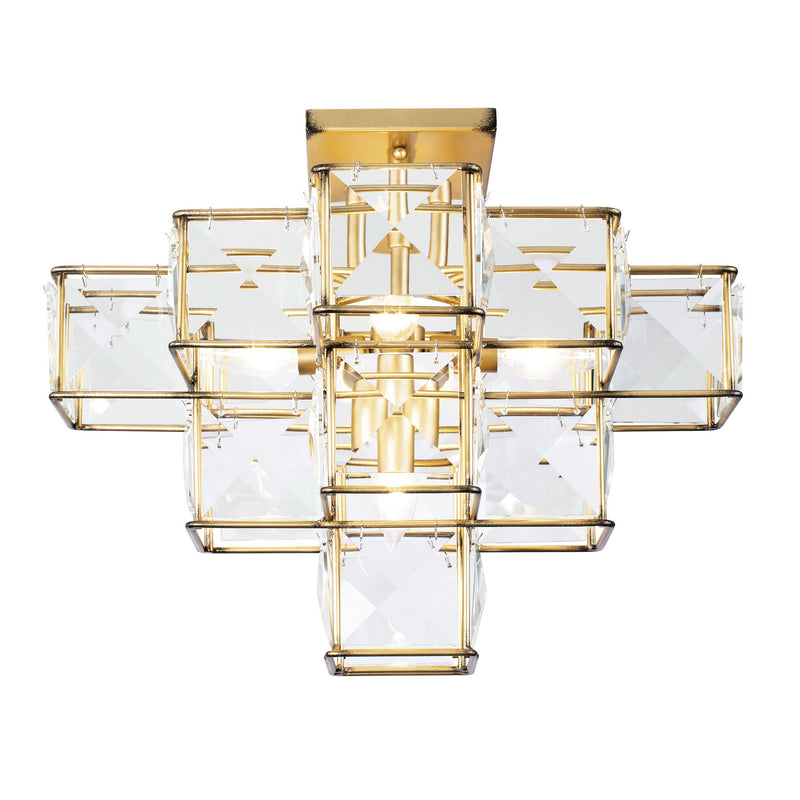 Five Light Ceiling Fixture<br /><span style="color:#4AB0CE;">Entrega: 4-10 dias en USA</span><br /><span style="color:#4AB0CE;font-size:60%;">PREGUNTE POR ENTREGA EN PANAMA</span><br />Collection: Cubic<br />Finish: Calypso Gold