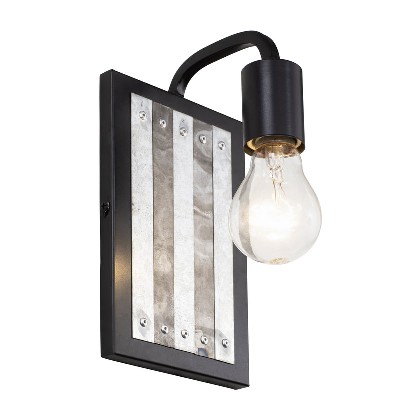 One Light Wall Sconce<br /><span style="color:#4AB0CE;">Entrega: 4-10 dias en USA</span><br /><span style="color:#4AB0CE;font-size:60%;">PREGUNTE POR ENTREGA EN PANAMA</span><br />Collection: Abbey Rose<br />Finish: Black/Galvanized