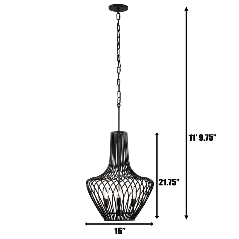 Three Light Pendant<br /><span style="color:#4AB0CE;">Entrega: 4-10 dias en USA</span><br /><span style="color:#4AB0CE;font-size:60%;">PREGUNTE POR ENTREGA EN PANAMA</span><br />Collection: Elsa<br />Finish: Black