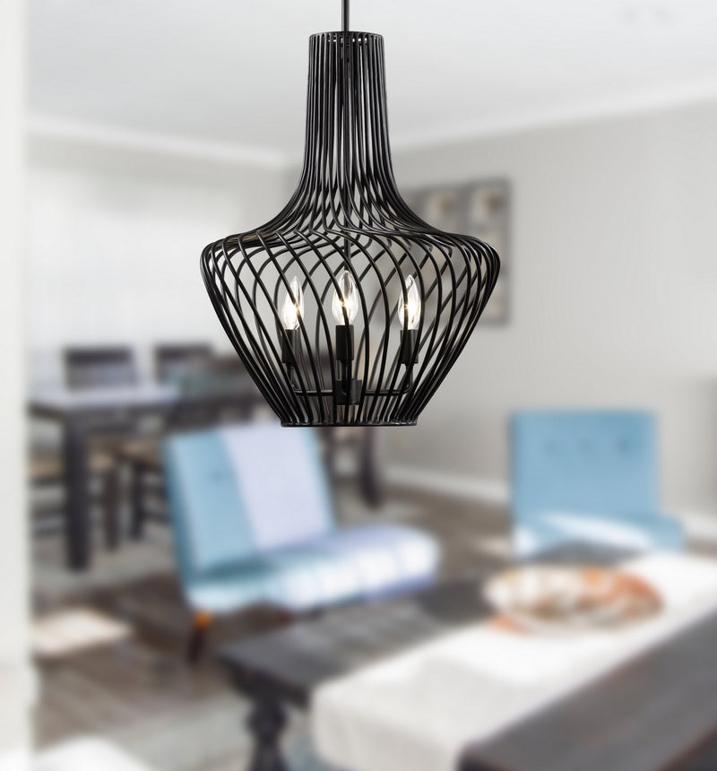 Varaluz - 339P03ABL - Three Light Pendant - Elsa - Black