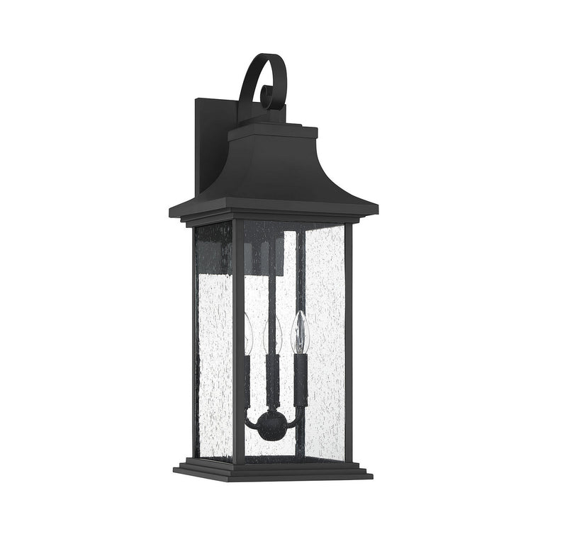 Three Light Outdoor Wall Sconce<br /><span style="color:#4AB0CE;">Entrega: 4-10 dias en USA</span><br /><span style="color:#4AB0CE;font-size:60%;">PREGUNTE POR ENTREGA EN PANAMA</span><br />Collection: Hancock<br />Finish: Matte Black