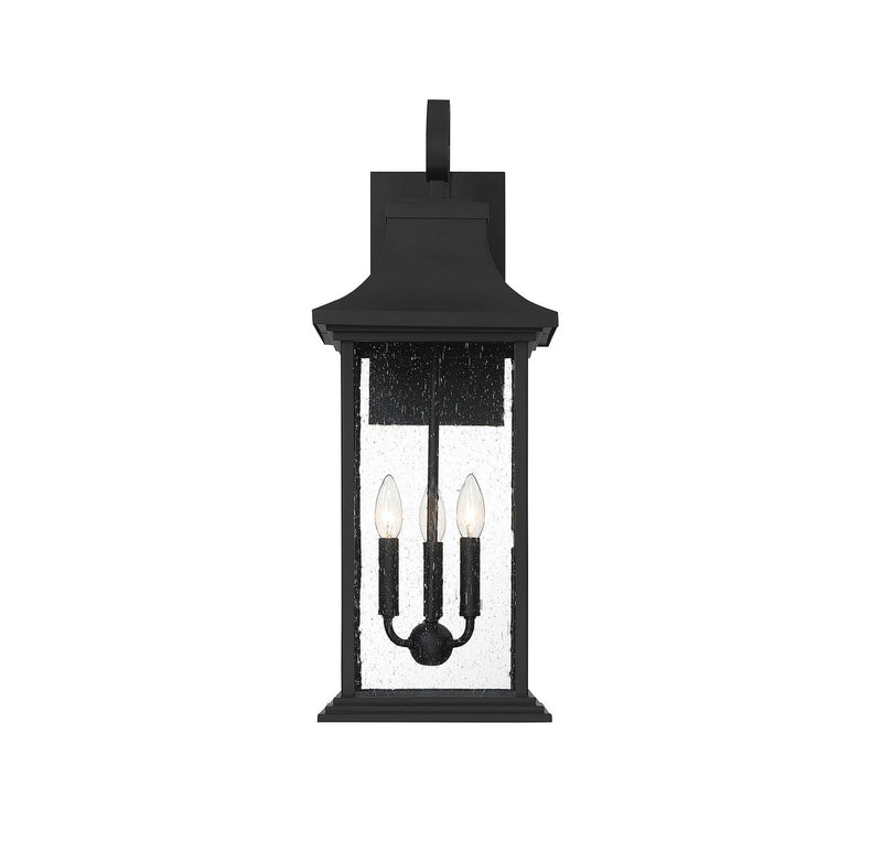 Three Light Outdoor Wall Sconce<br /><span style="color:#4AB0CE;">Entrega: 4-10 dias en USA</span><br /><span style="color:#4AB0CE;font-size:60%;">PREGUNTE POR ENTREGA EN PANAMA</span><br />Collection: Hancock<br />Finish: Matte Black