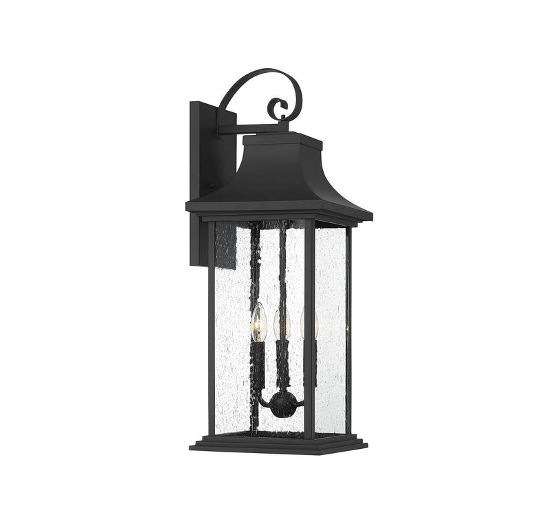 Three Light Outdoor Wall Sconce<br /><span style="color:#4AB0CE;">Entrega: 4-10 dias en USA</span><br /><span style="color:#4AB0CE;font-size:60%;">PREGUNTE POR ENTREGA EN PANAMA</span><br />Collection: Hancock<br />Finish: Matte Black