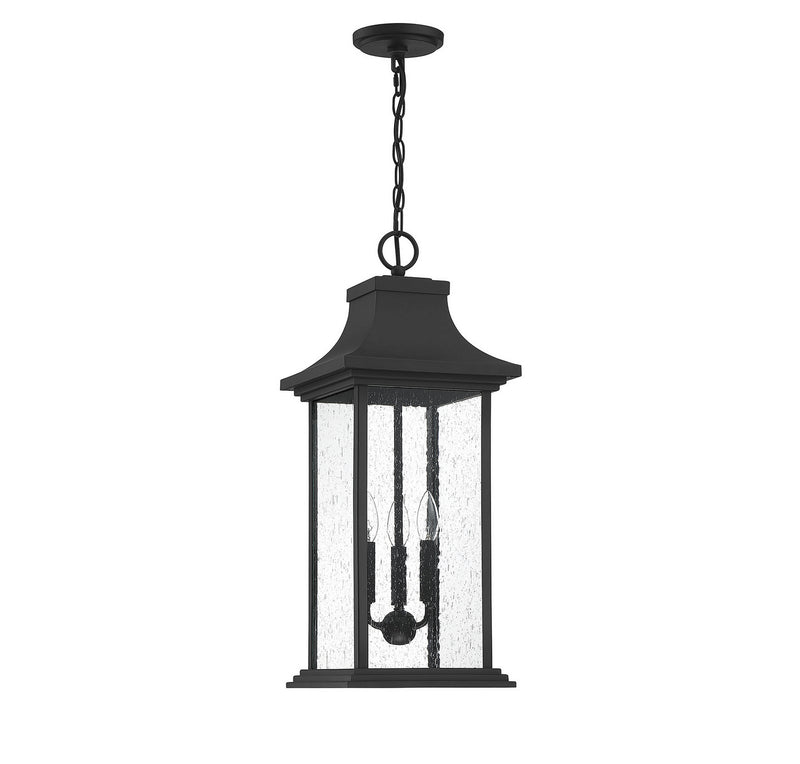 Three Light Outdoor Pendant<br /><span style="color:#4AB0CE;">Entrega: 4-10 dias en USA</span><br /><span style="color:#4AB0CE;font-size:60%;">PREGUNTE POR ENTREGA EN PANAMA</span><br />Collection: Hancock<br />Finish: Matte Black