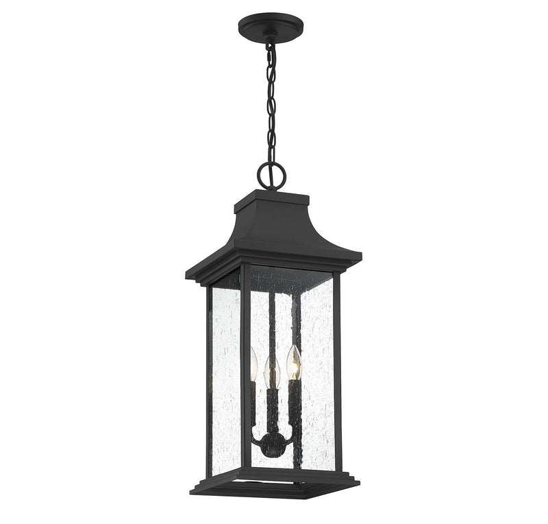 Three Light Outdoor Pendant<br /><span style="color:#4AB0CE;">Entrega: 4-10 dias en USA</span><br /><span style="color:#4AB0CE;font-size:60%;">PREGUNTE POR ENTREGA EN PANAMA</span><br />Collection: Hancock<br />Finish: Matte Black