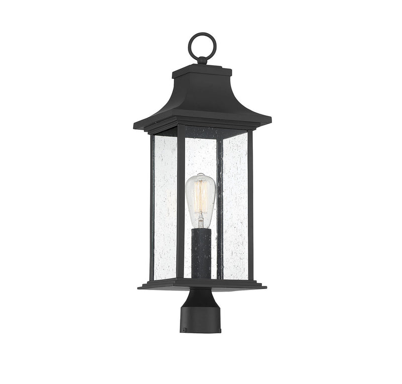 One Light Post Lantern<br /><span style="color:#4AB0CE;">Entrega: 4-10 dias en USA</span><br /><span style="color:#4AB0CE;font-size:60%;">PREGUNTE POR ENTREGA EN PANAMA</span><br />Collection: Hancock<br />Finish: Matte Black