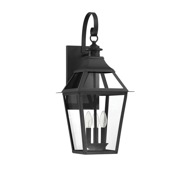 Three Light Outdoor Wall Sconce<br /><span style="color:#4AB0CE;">Entrega: 4-10 dias en USA</span><br /><span style="color:#4AB0CE;font-size:60%;">PREGUNTE POR ENTREGA EN PANAMA</span><br />Collection: Jackson<br />Finish: Black with Gold Highlights