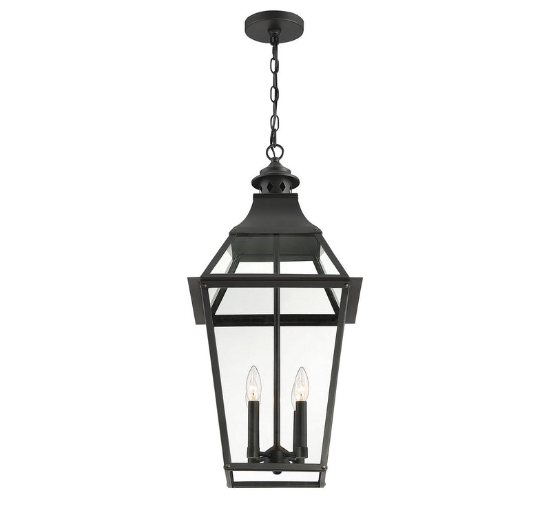 Four Light Outdoor Pendant<br /><span style="color:#4AB0CE;">Entrega: 4-10 dias en USA</span><br /><span style="color:#4AB0CE;font-size:60%;">PREGUNTE POR ENTREGA EN PANAMA</span><br />Collection: Jackson<br />Finish: Black with Gold Highlights