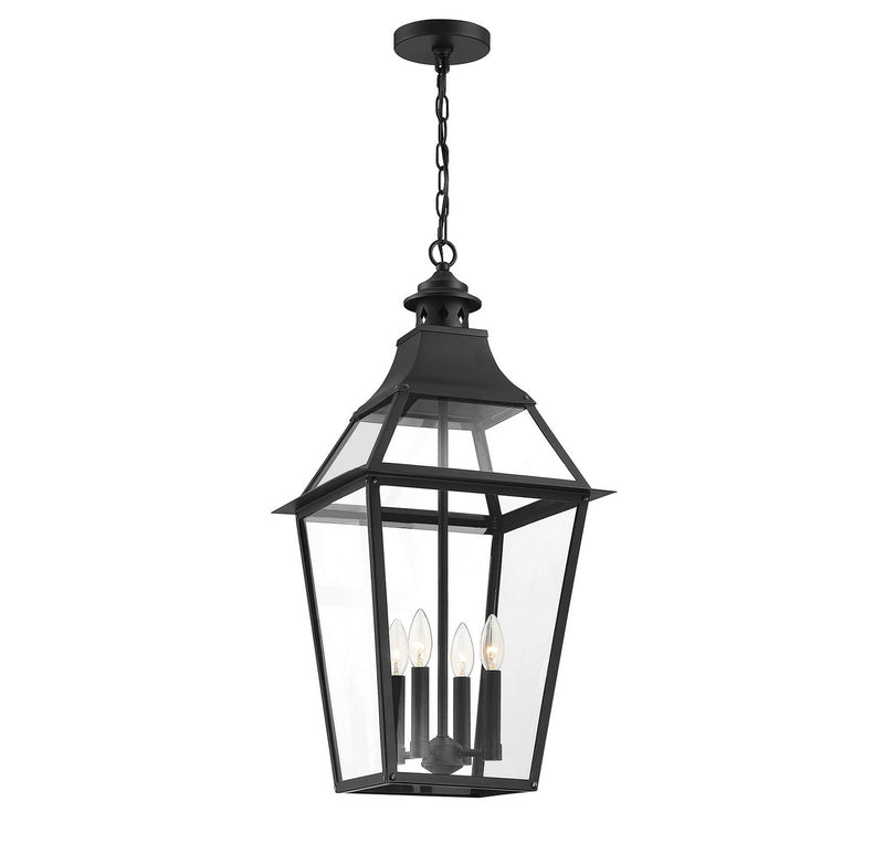 Four Light Outdoor Pendant<br /><span style="color:#4AB0CE;">Entrega: 4-10 dias en USA</span><br /><span style="color:#4AB0CE;font-size:60%;">PREGUNTE POR ENTREGA EN PANAMA</span><br />Collection: Jackson<br />Finish: Black with Gold Highlights