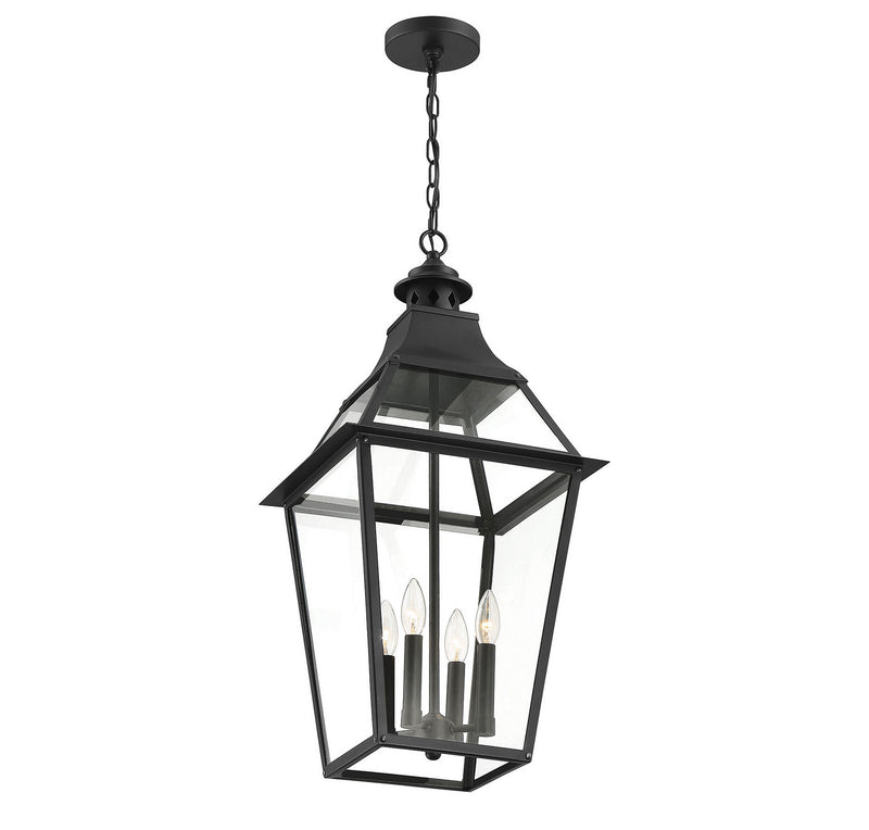 Four Light Outdoor Pendant<br /><span style="color:#4AB0CE;">Entrega: 4-10 dias en USA</span><br /><span style="color:#4AB0CE;font-size:60%;">PREGUNTE POR ENTREGA EN PANAMA</span><br />Collection: Jackson<br />Finish: Black with Gold Highlights