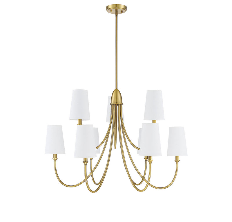 Nine Light Chandelier<br /><span style="color:#4AB0CE;">Entrega: 4-10 dias en USA</span><br /><span style="color:#4AB0CE;font-size:60%;">PREGUNTE POR ENTREGA EN PANAMA</span><br />Collection: Cameron<br />Finish: Warm Brass