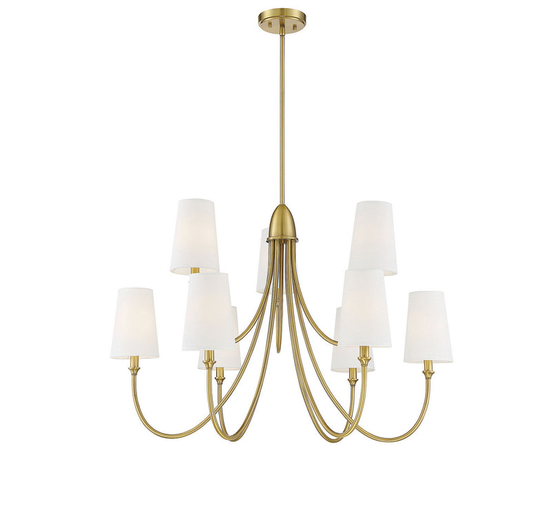 Nine Light Chandelier<br /><span style="color:#4AB0CE;">Entrega: 4-10 dias en USA</span><br /><span style="color:#4AB0CE;font-size:60%;">PREGUNTE POR ENTREGA EN PANAMA</span><br />Collection: Cameron<br />Finish: Warm Brass