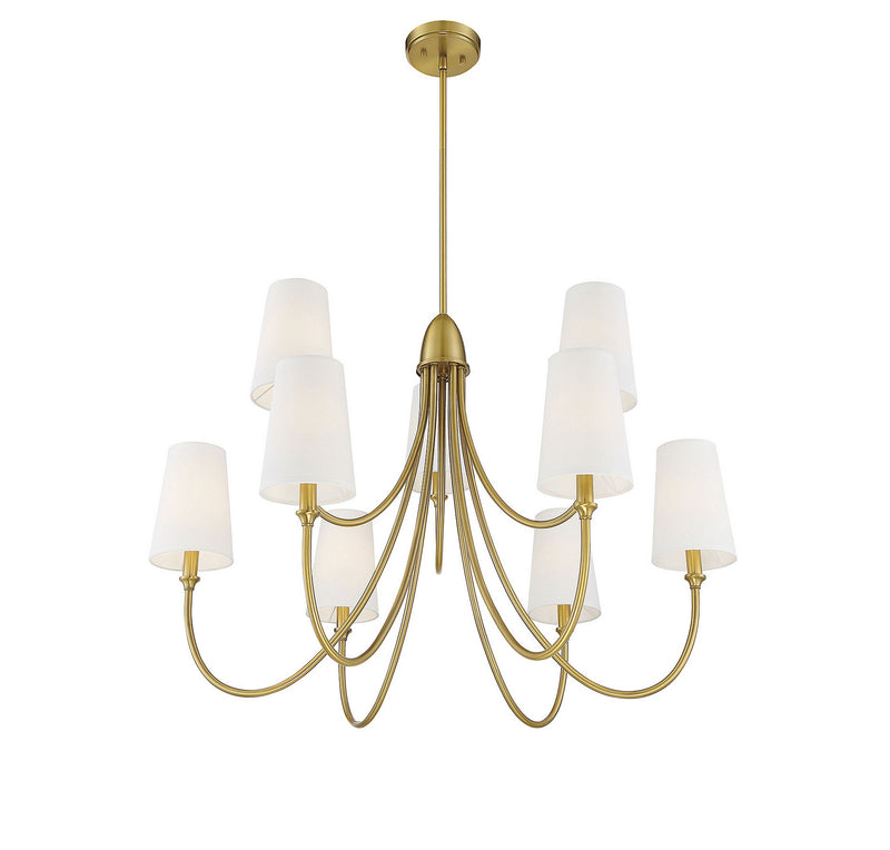 Nine Light Chandelier<br /><span style="color:#4AB0CE;">Entrega: 4-10 dias en USA</span><br /><span style="color:#4AB0CE;font-size:60%;">PREGUNTE POR ENTREGA EN PANAMA</span><br />Collection: Cameron<br />Finish: Warm Brass