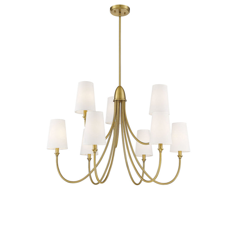 Nine Light Chandelier<br /><span style="color:#4AB0CE;">Entrega: 4-10 dias en USA</span><br /><span style="color:#4AB0CE;font-size:60%;">PREGUNTE POR ENTREGA EN PANAMA</span><br />Collection: Cameron<br />Finish: Warm Brass