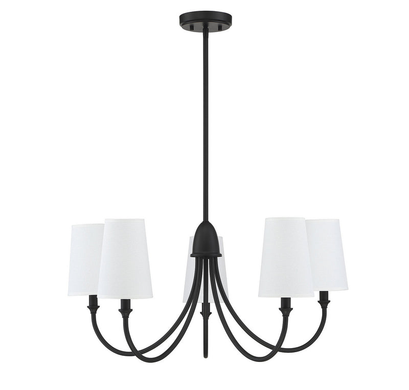 Five Light Chandelier<br /><span style="color:#4AB0CE;">Entrega: 4-10 dias en USA</span><br /><span style="color:#4AB0CE;font-size:60%;">PREGUNTE POR ENTREGA EN PANAMA</span><br />Collection: Cameron<br />Finish: Matte Black