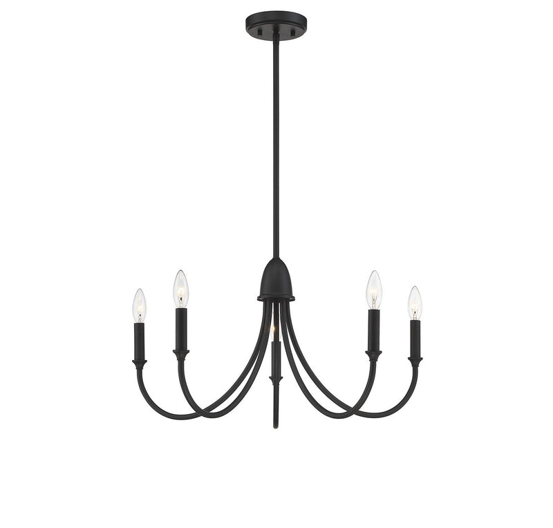 Five Light Chandelier<br /><span style="color:#4AB0CE;">Entrega: 4-10 dias en USA</span><br /><span style="color:#4AB0CE;font-size:60%;">PREGUNTE POR ENTREGA EN PANAMA</span><br />Collection: Cameron<br />Finish: Matte Black