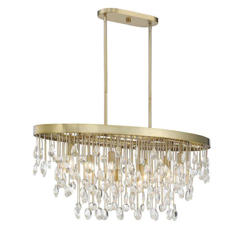 Eight Light Linear Chandelier<br /><span style="color:#4AB0CE;">Entrega: 4-10 dias en USA</span><br /><span style="color:#4AB0CE;font-size:60%;">PREGUNTE POR ENTREGA EN PANAMA</span><br />Collection: Livorno<br />Finish: Noble Brass