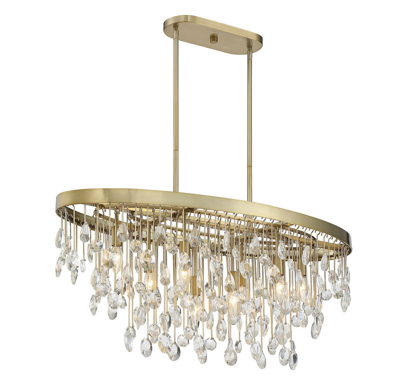 Eight Light Linear Chandelier<br /><span style="color:#4AB0CE;">Entrega: 4-10 dias en USA</span><br /><span style="color:#4AB0CE;font-size:60%;">PREGUNTE POR ENTREGA EN PANAMA</span><br />Collection: Livorno<br />Finish: Noble Brass