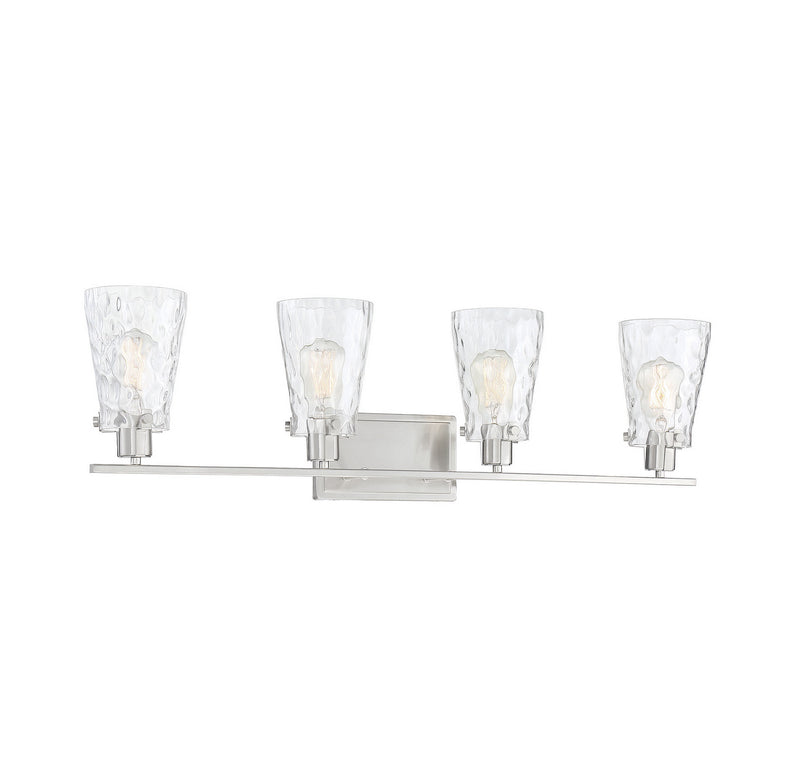 Four Light Bath Bar<br /><span style="color:#4AB0CE;">Entrega: 4-10 dias en USA</span><br /><span style="color:#4AB0CE;font-size:60%;">PREGUNTE POR ENTREGA EN PANAMA</span><br />Collection: Vaughan<br />Finish: Satin Nickel