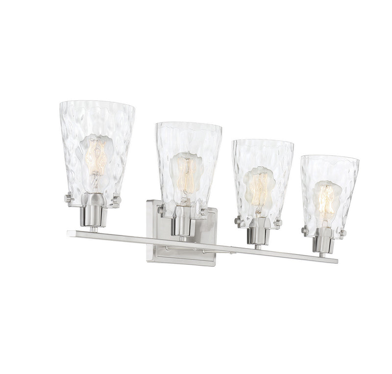Four Light Bath Bar<br /><span style="color:#4AB0CE;">Entrega: 4-10 dias en USA</span><br /><span style="color:#4AB0CE;font-size:60%;">PREGUNTE POR ENTREGA EN PANAMA</span><br />Collection: Vaughan<br />Finish: Satin Nickel