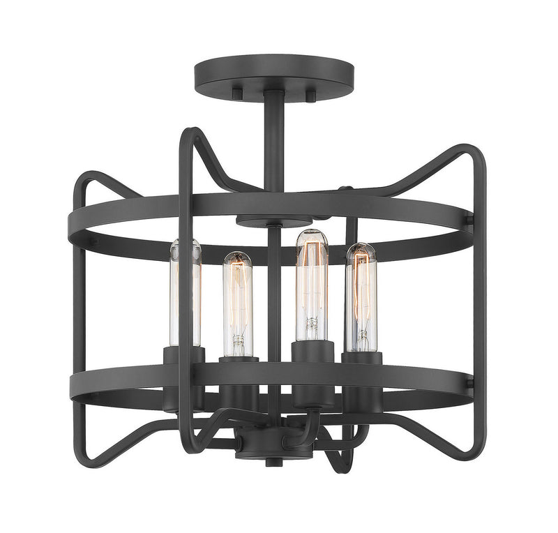 Four Light Semi-Flush Mount<br /><span style="color:#4AB0CE;">Entrega: 4-10 dias en USA</span><br /><span style="color:#4AB0CE;font-size:60%;">PREGUNTE POR ENTREGA EN PANAMA</span><br />Collection: Kent<br />Finish: Matte Black