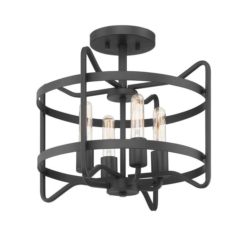 Four Light Semi-Flush Mount<br /><span style="color:#4AB0CE;">Entrega: 4-10 dias en USA</span><br /><span style="color:#4AB0CE;font-size:60%;">PREGUNTE POR ENTREGA EN PANAMA</span><br />Collection: Kent<br />Finish: Matte Black