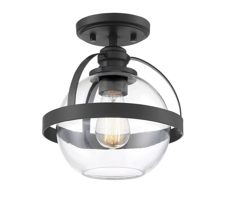 One Light Semi-Flush Mount<br /><span style="color:#4AB0CE;">Entrega: 4-10 dias en USA</span><br /><span style="color:#4AB0CE;font-size:60%;">PREGUNTE POR ENTREGA EN PANAMA</span><br />Collection: Pendleton<br />Finish: Matte Black